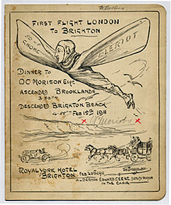 A menu card autographed by Oscar Morison