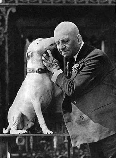 Sir Harry Preston with his favourite Bull Terrier